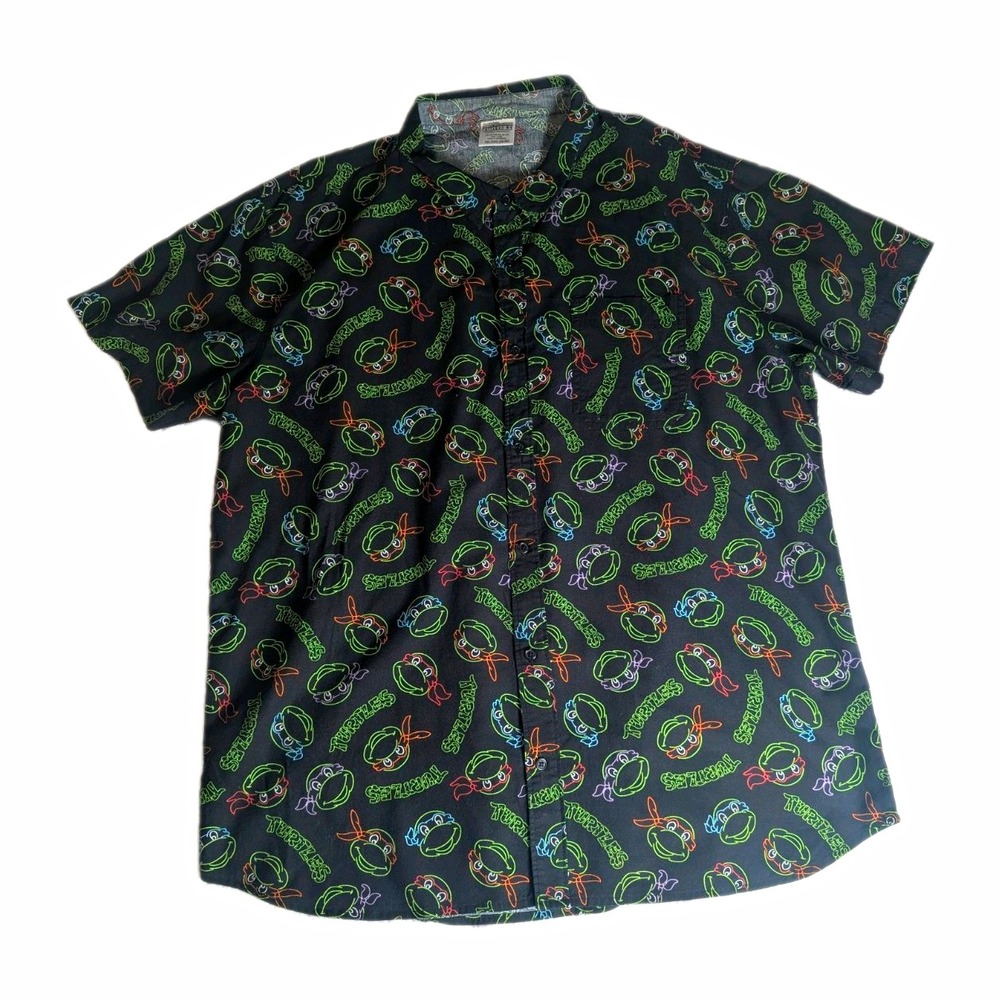 Nickelodeon Teenage Mutant Ninja Turtles TMNT Button Up Shirt Men's 2XL 2016